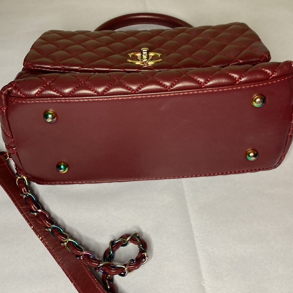 Vintage chanel CoCo medium burgundy purse - Picture 8 of 16
